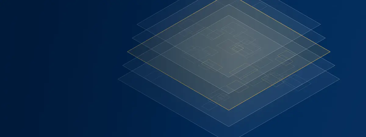 طبقات متساوية القياس لمخطط البنية المؤسسية، مع إبراز طبقة التكامل باللون الذهبي